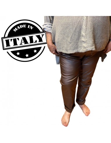 PANTALON SIMILI CUIR TAILLE PLUS MARRON la chaussure